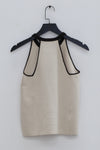 SWAYING/KNIT contrasting piping camisole SW23SS1T02 beige gray PS84